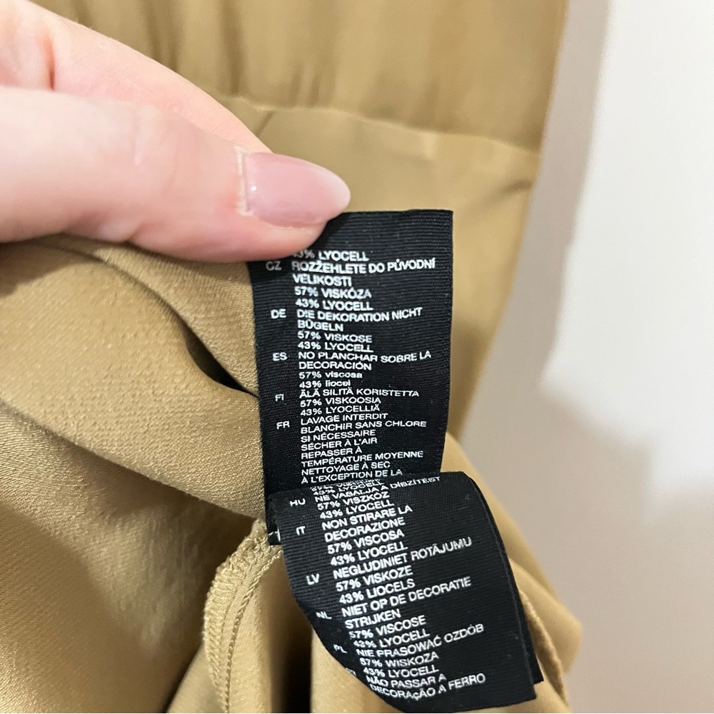 & OTHER STORIES Rope Strap Midi Satin Slip Dress Wedding Guest Cocktail Tan Sz 4 - Picture 13 of 14